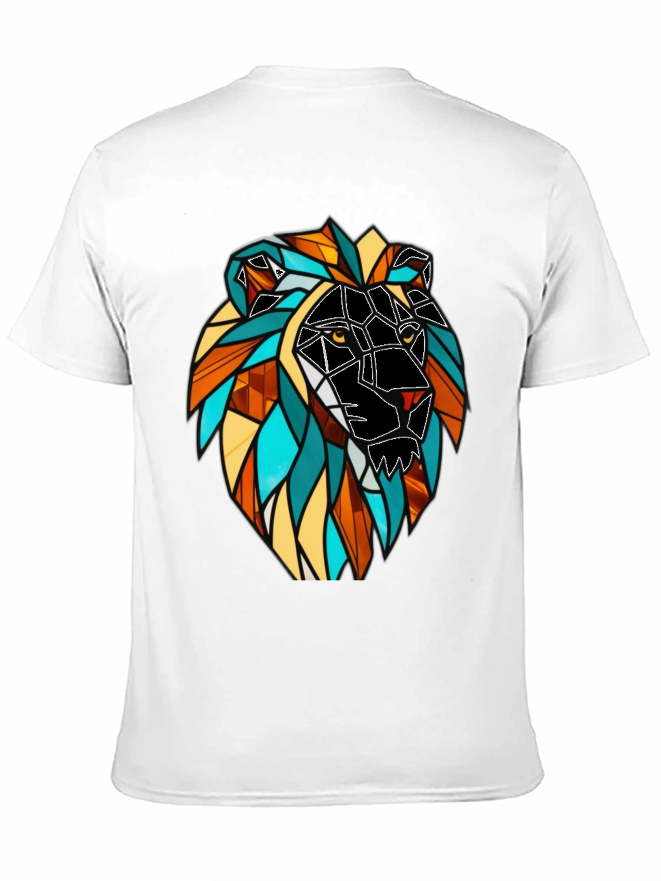 Geometric Lion Graphic Black T-Shirt
