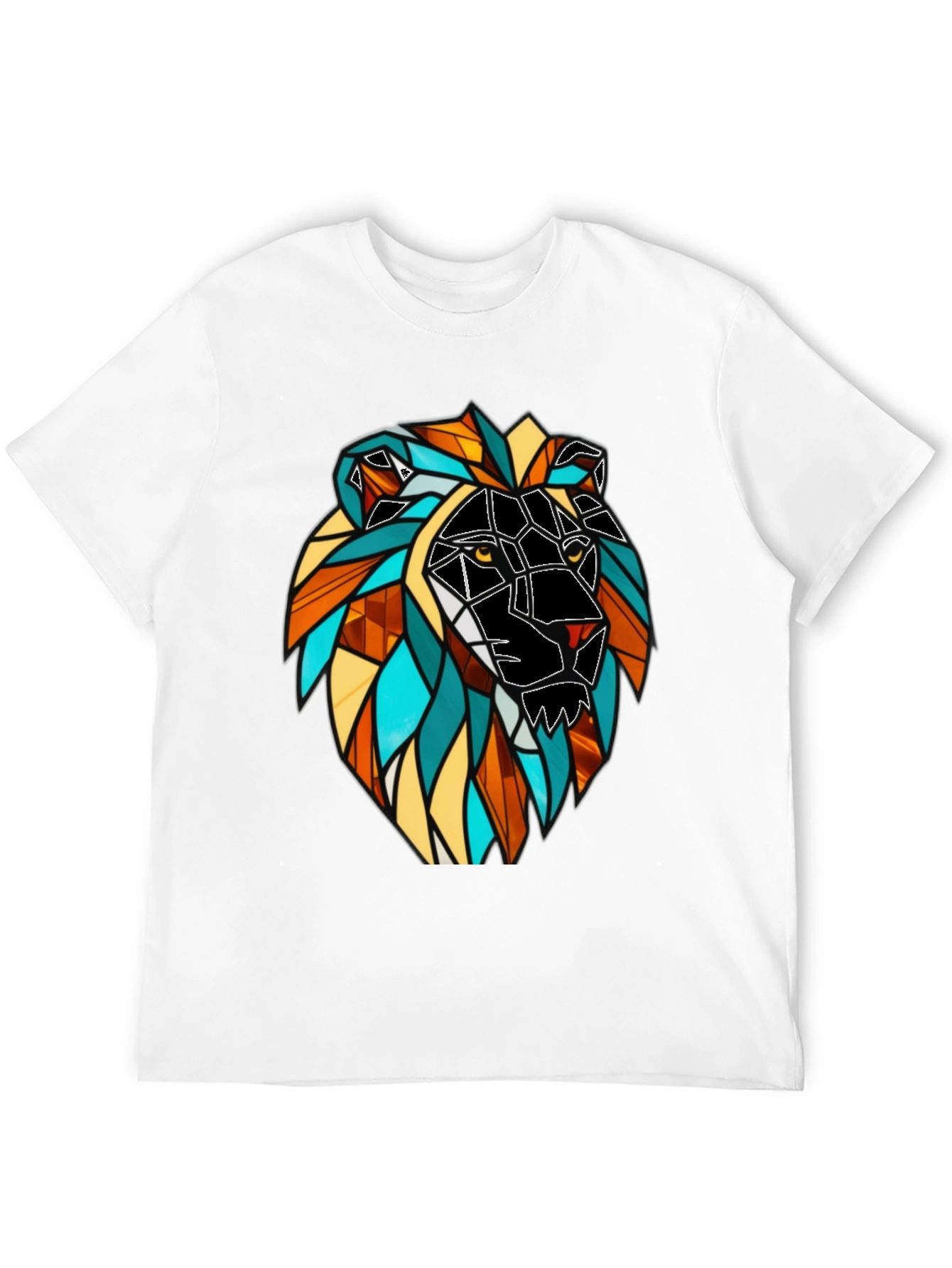 Geometric Lion Graphic Black T-Shirt