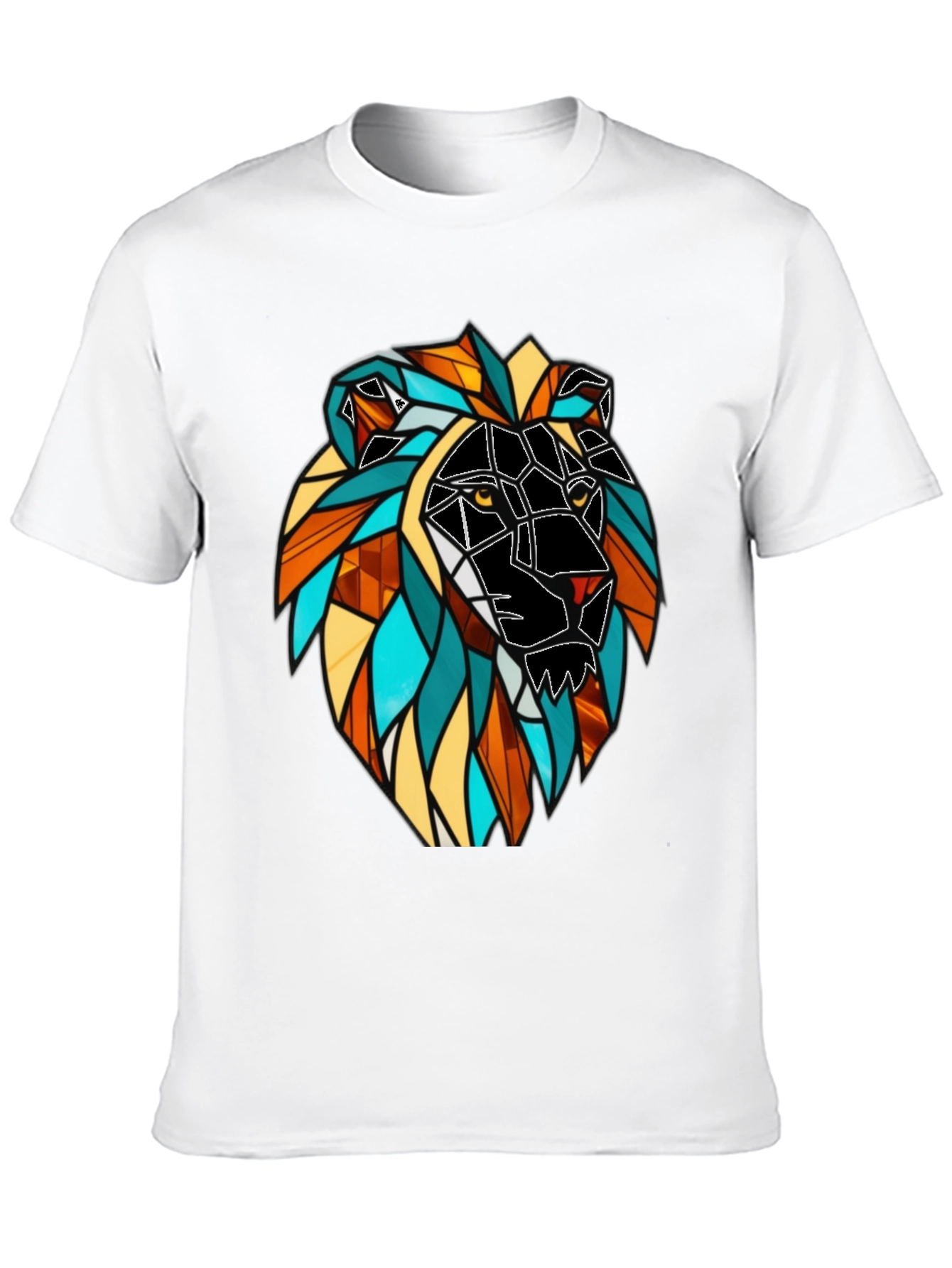 Geometric Lion Graphic Black T-Shirt