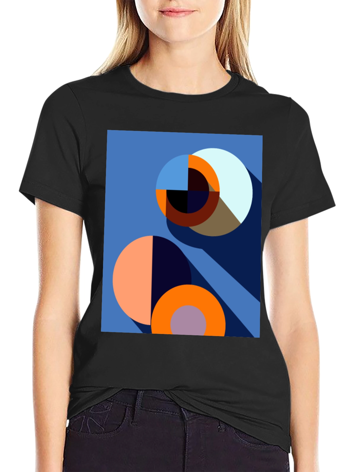 Abstract Geometric Circle Design T-Shirt