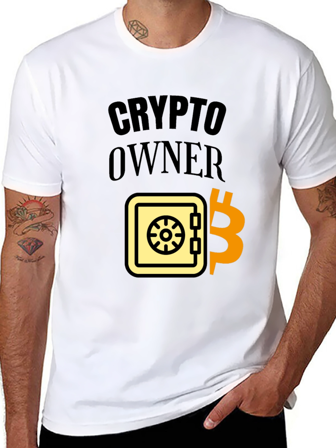 Crypto Owner Black T-Shirt Bitcoin Safe Design