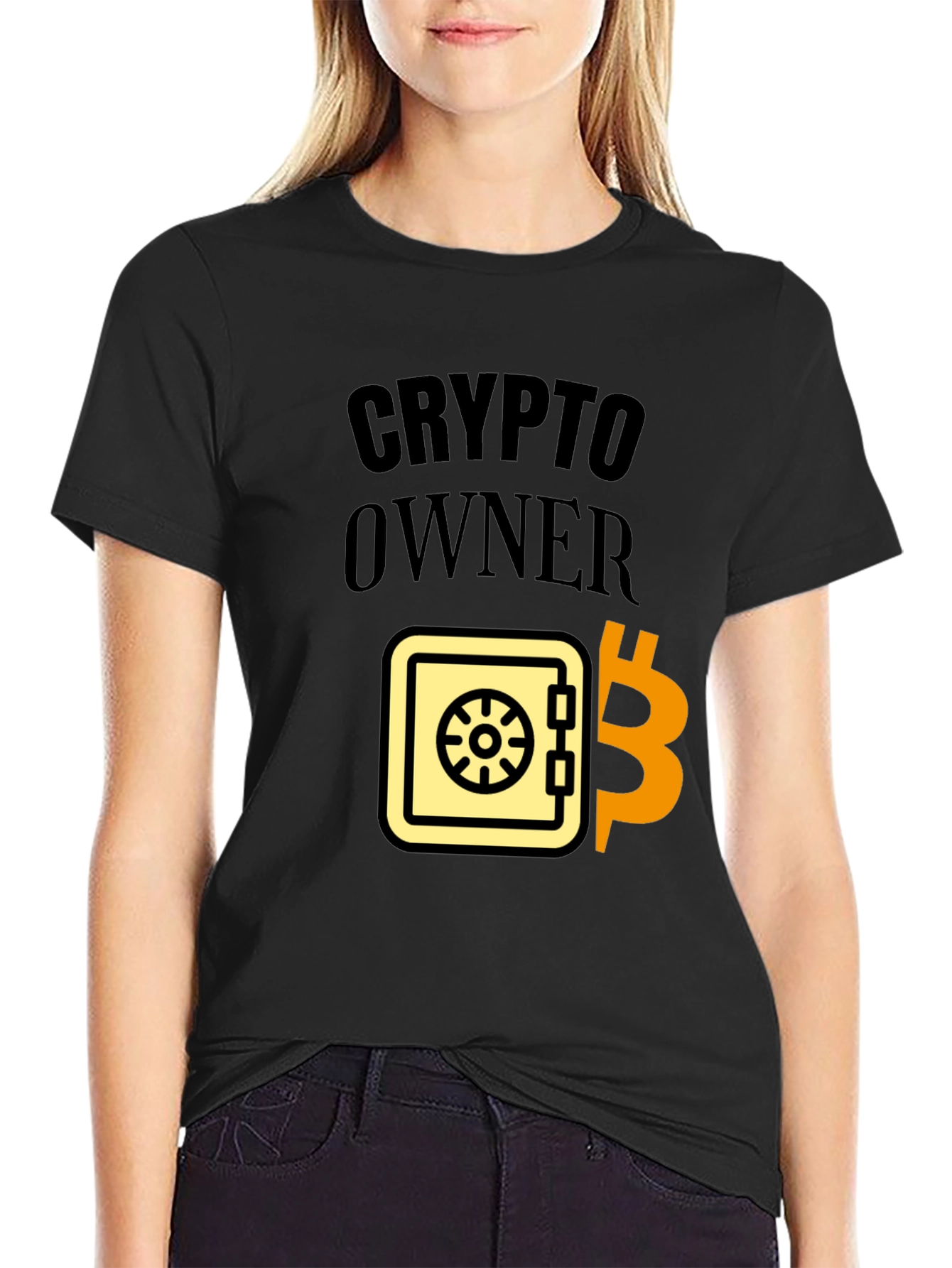 Crypto Owner Black T-Shirt Bitcoin Safe Design