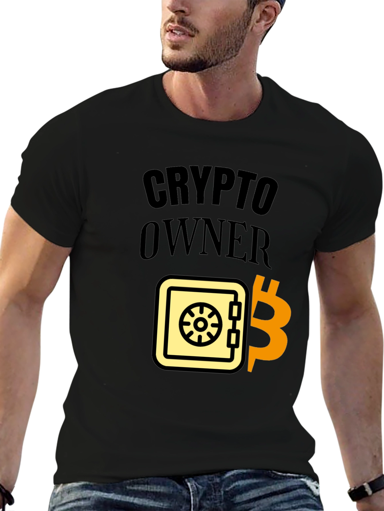 Crypto Owner Black T-Shirt Bitcoin Safe Design