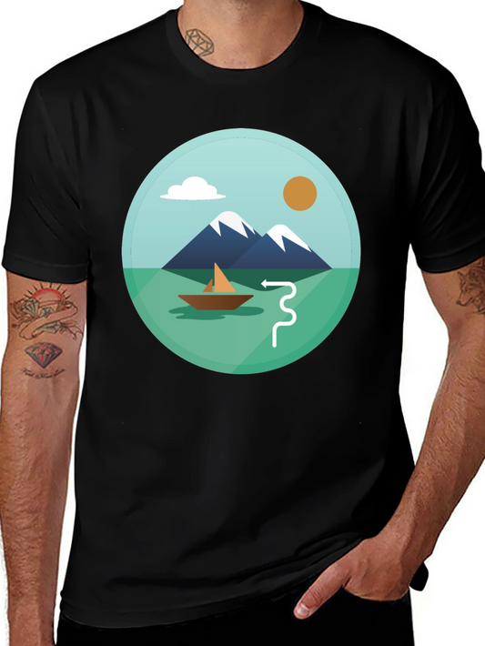 Mountain Scene Graphic Tee - Stylish Casual Comfort