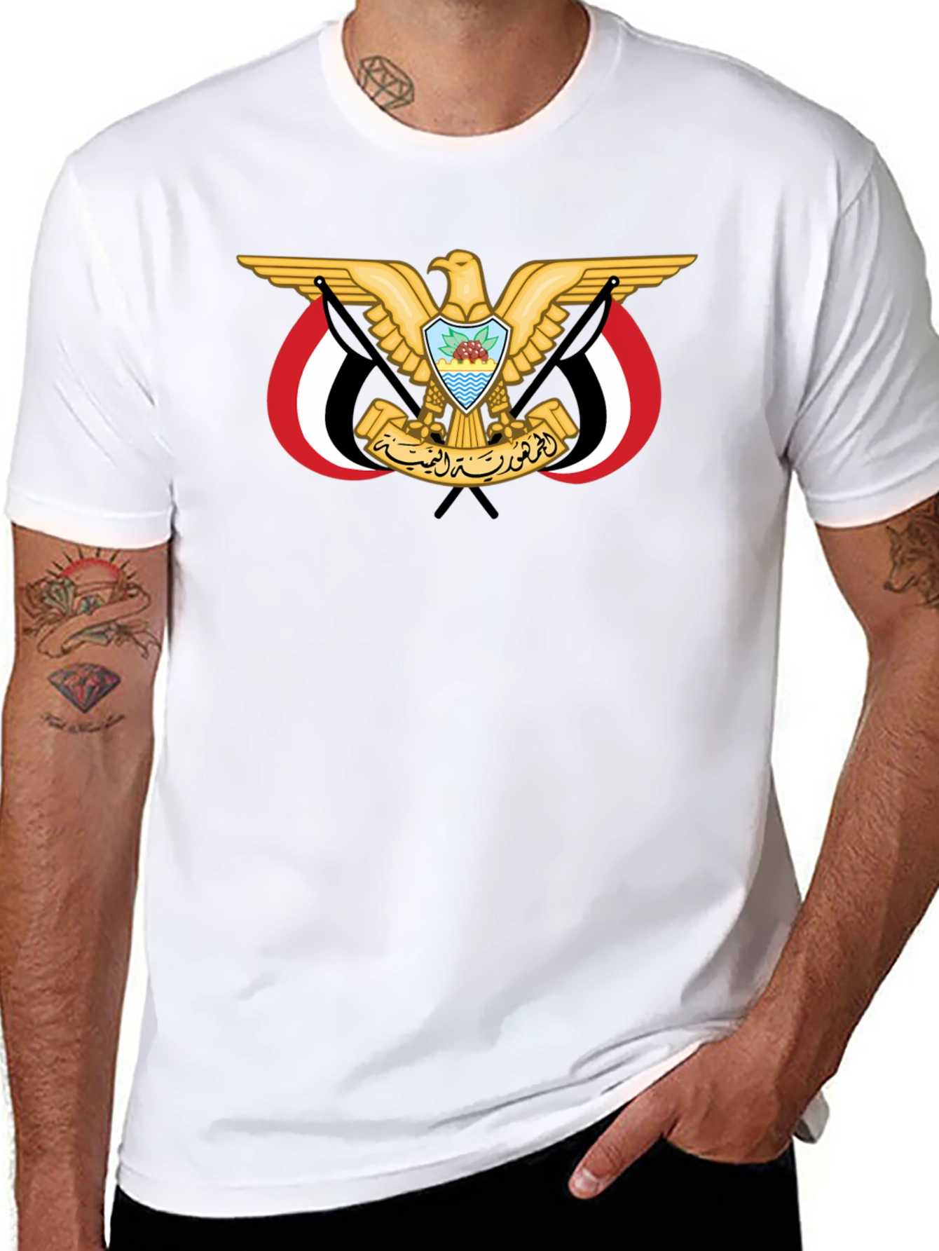 Yemen Eagle Emblem T-Shirt - Black Cotton Tee