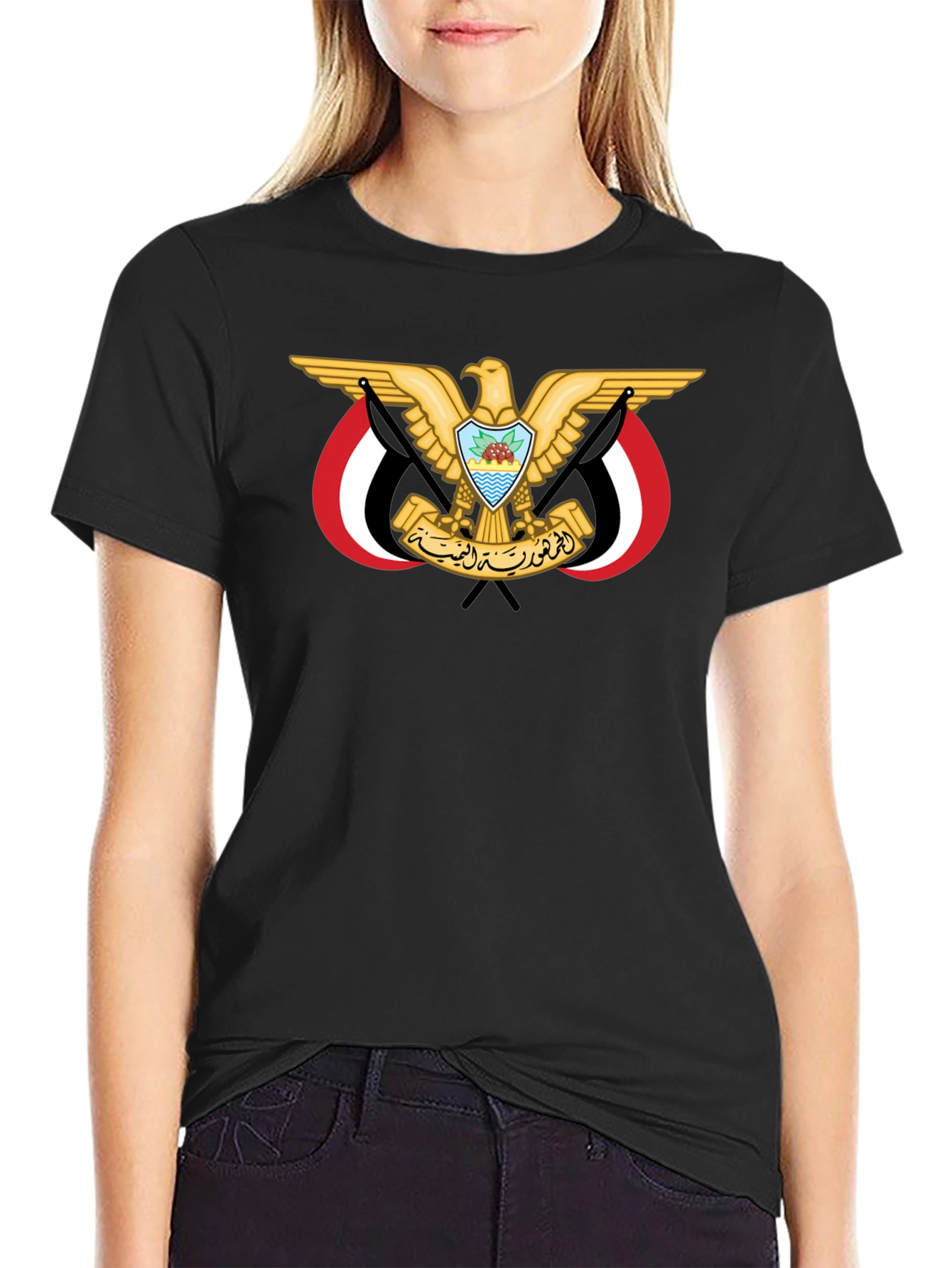 Yemen Eagle Emblem T-Shirt - Black Cotton Tee