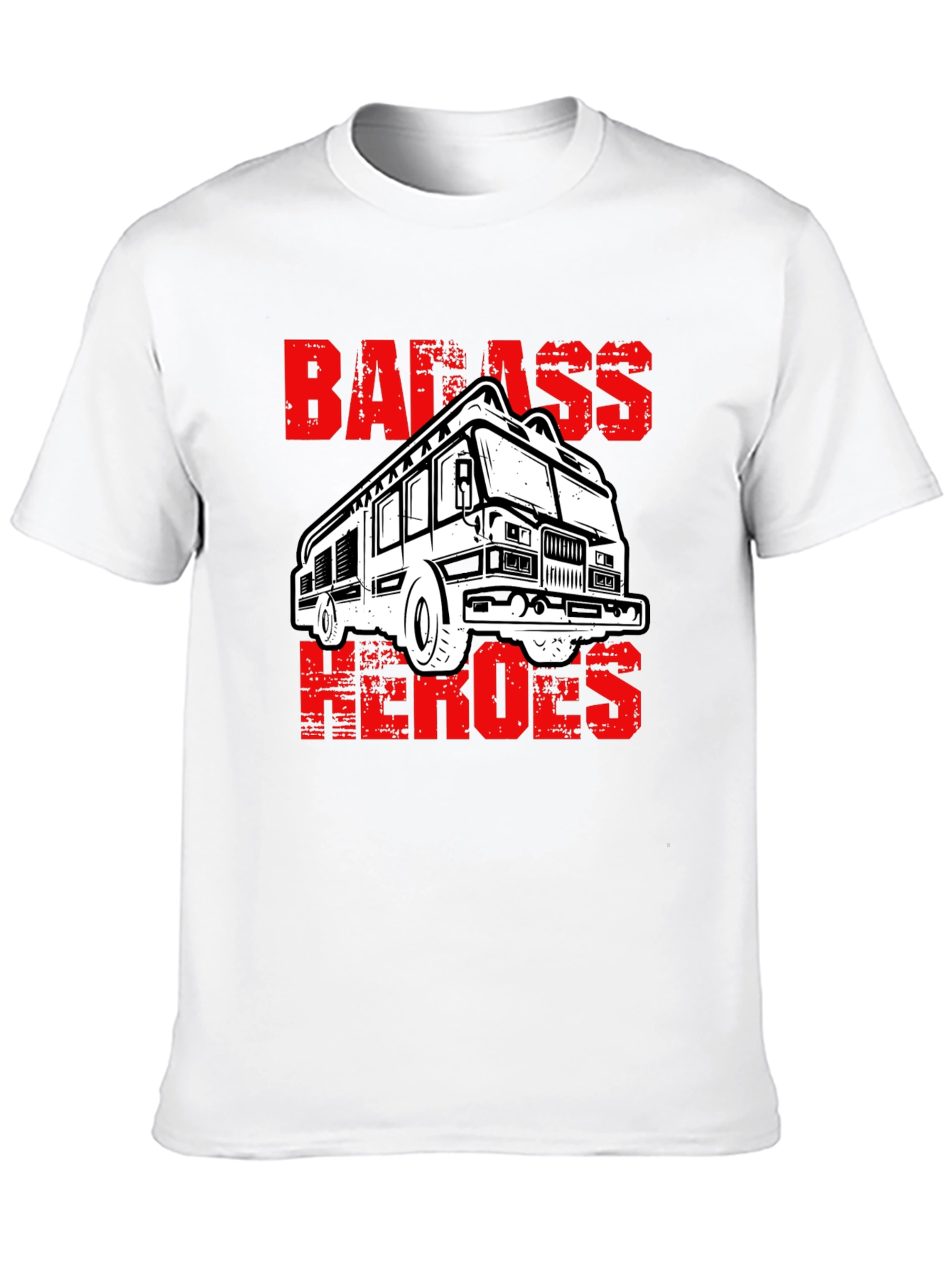 Badass Heroes Fire Truck Graphic T-Shirt