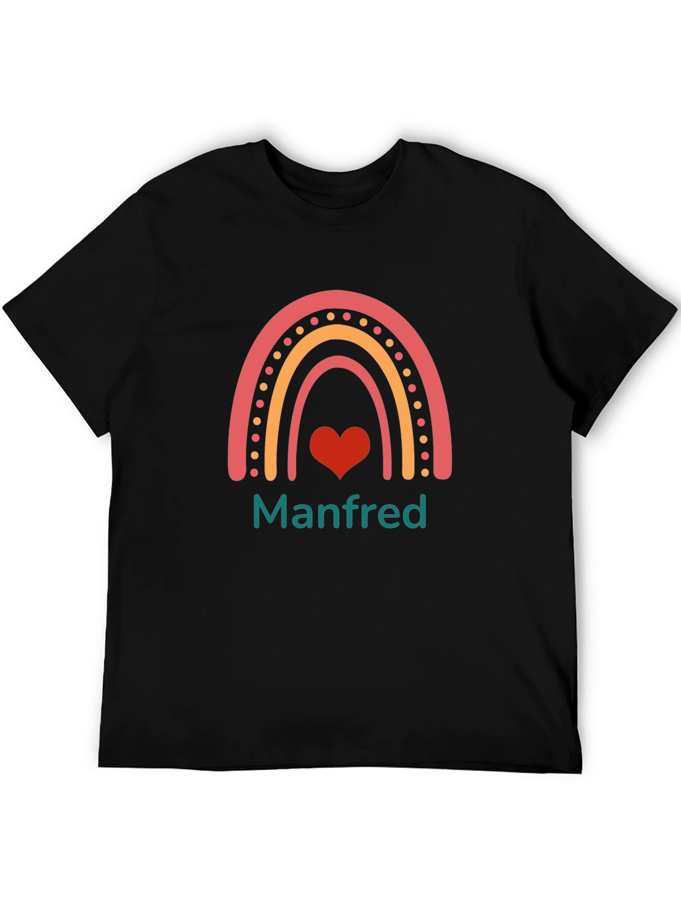 Manfred Rainbow Heart Graphic Tee - Black