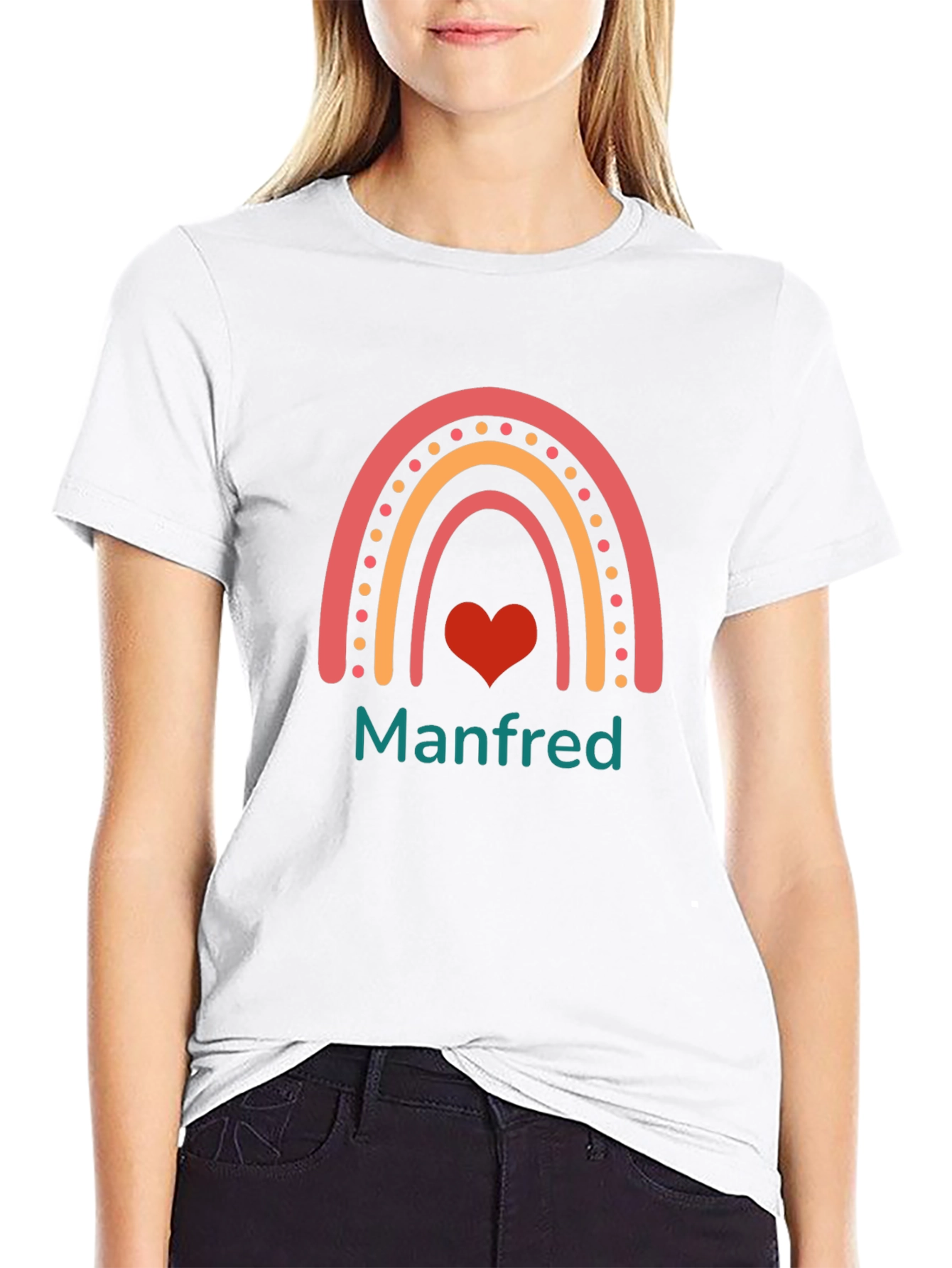 Manfred Rainbow Heart Graphic Tee - Black
