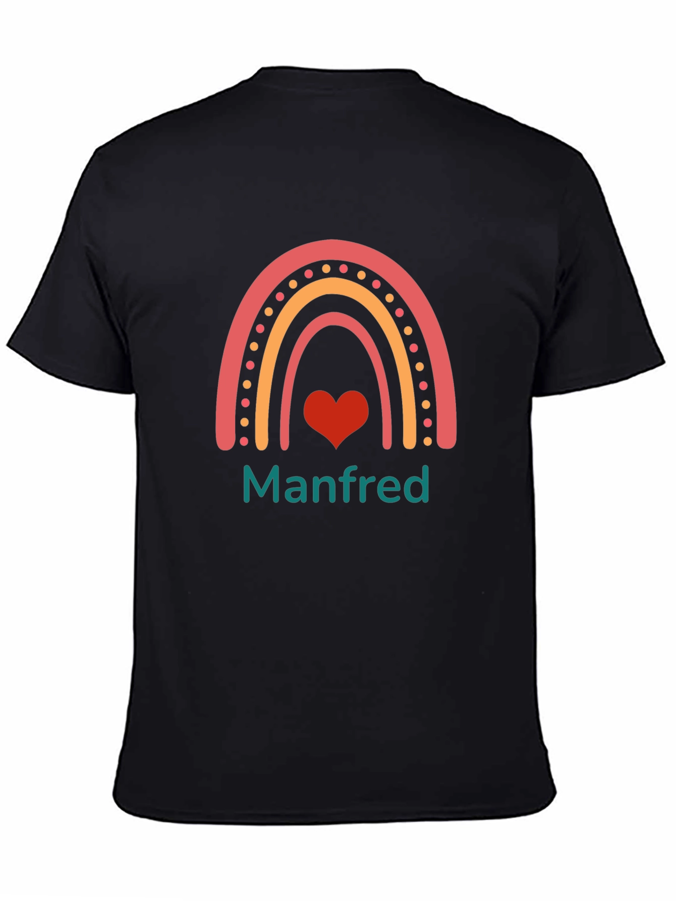 Manfred Rainbow Heart Graphic Tee - Black