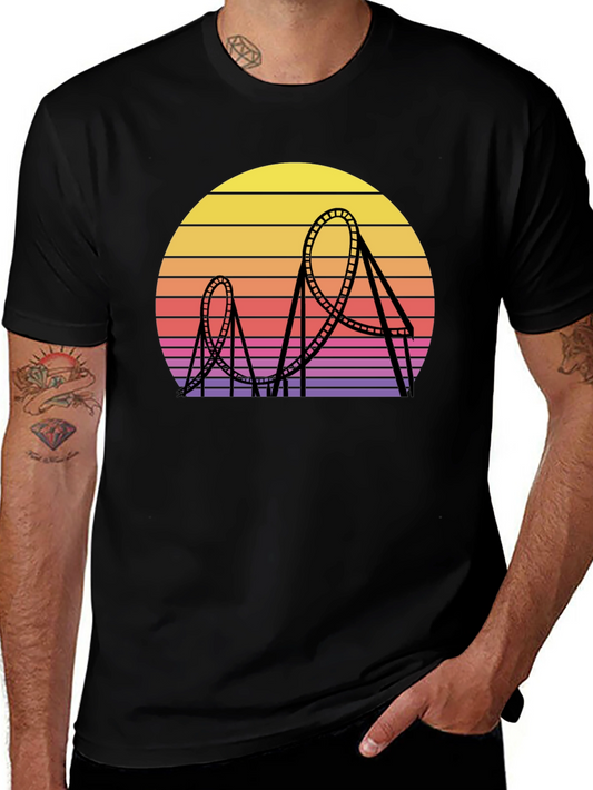 Retro Roller Coaster Sunset Graphic Tee