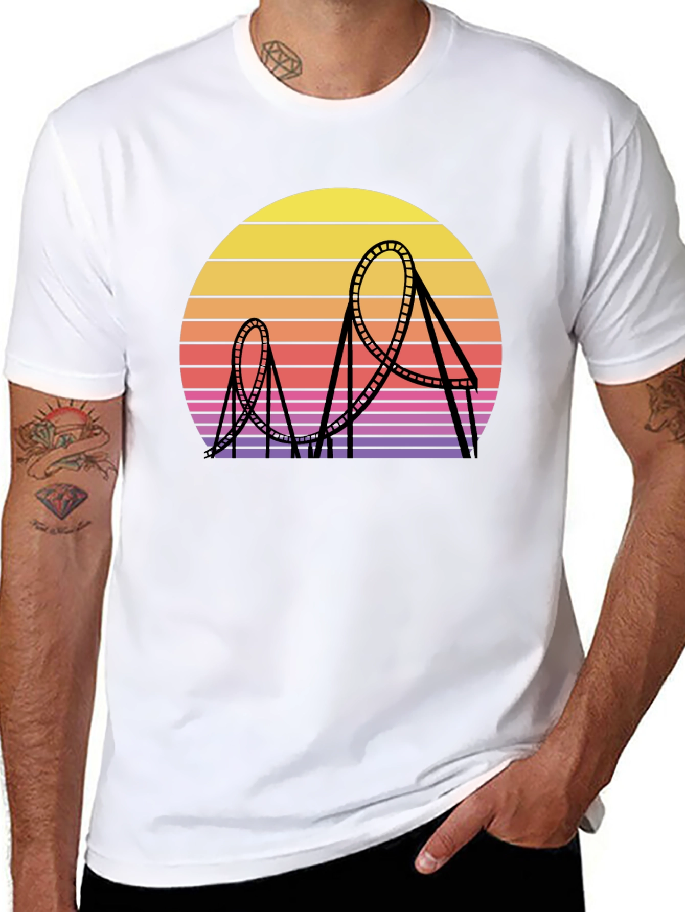 Retro Roller Coaster Sunset Graphic Tee