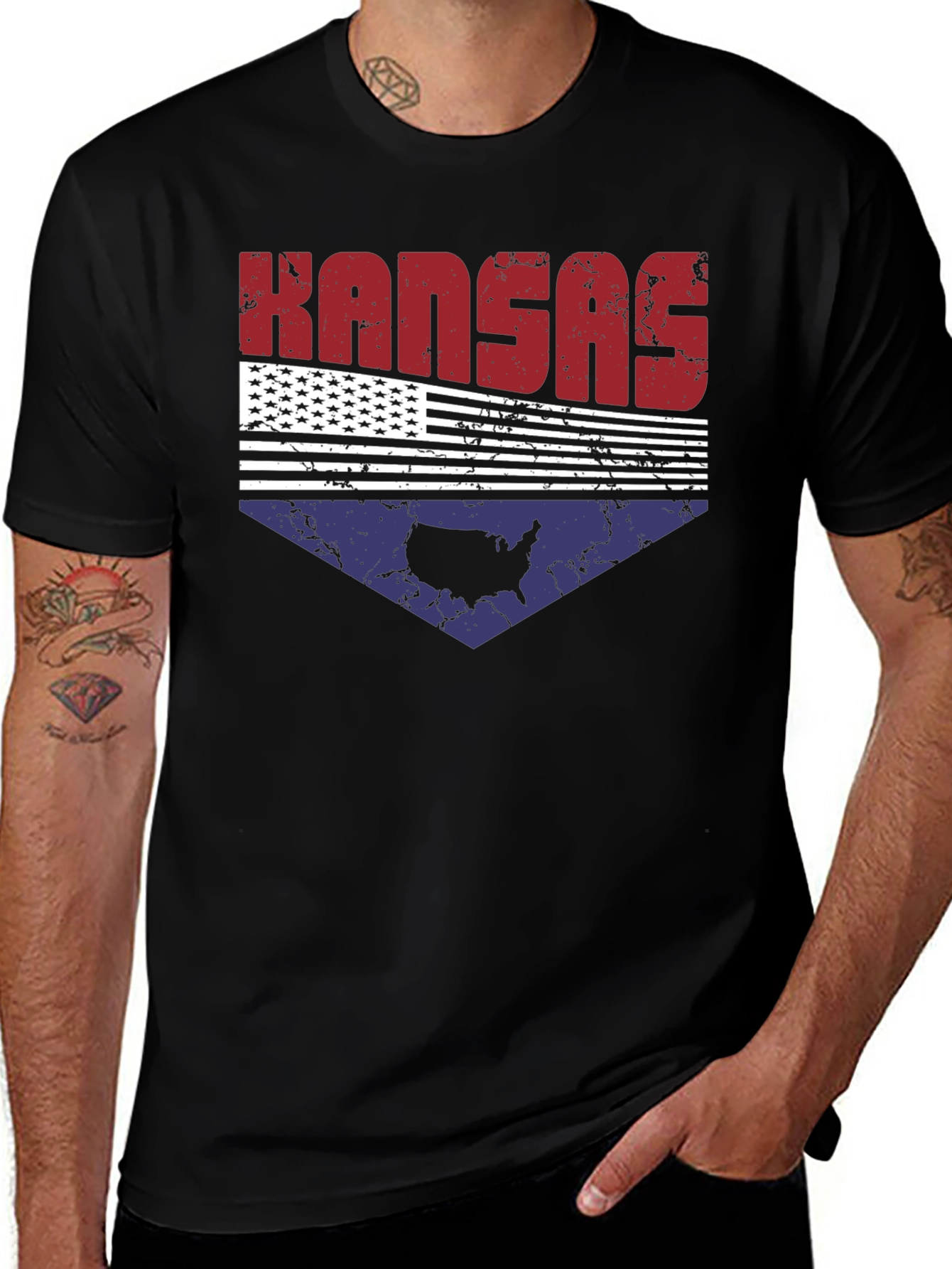 Kansas USA Flag Graphic Tee