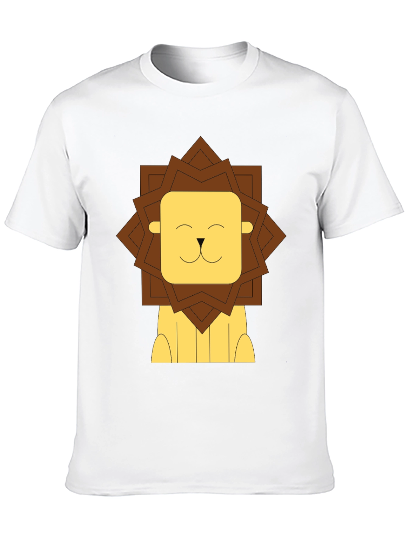 Cartoon Lion Graphic Tee - Black Cotton T-Shirt