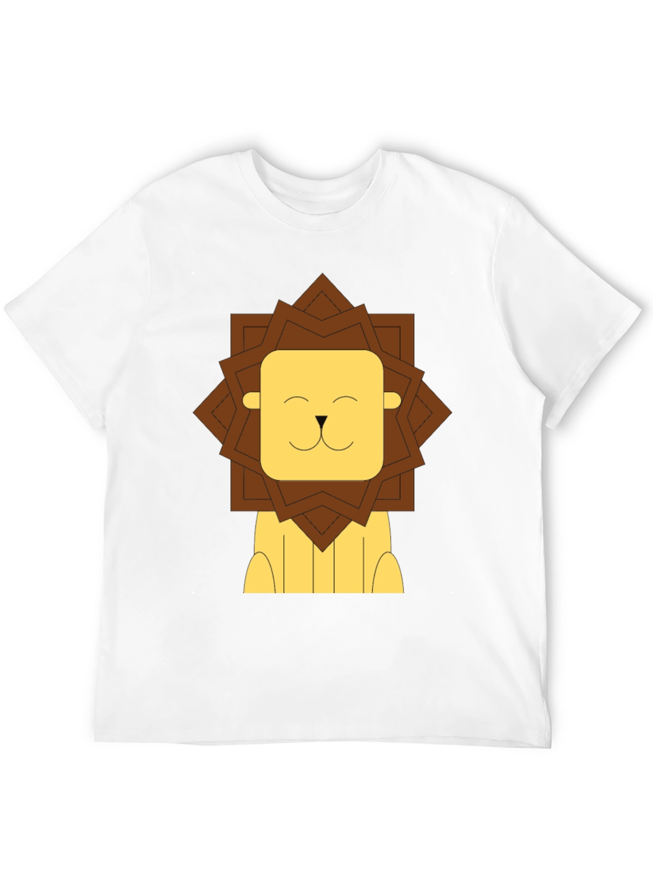 Cartoon Lion Graphic Tee - Black Cotton T-Shirt