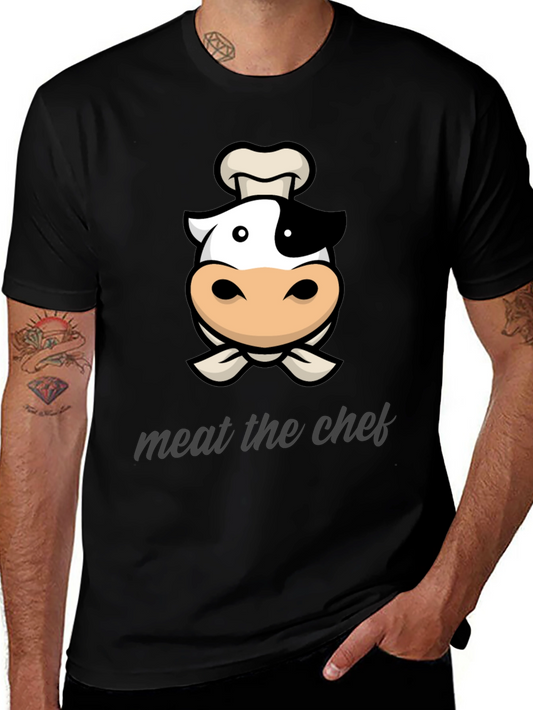 Meat The Chef T-Shirt - Funny Cow Chef Graphic Tee