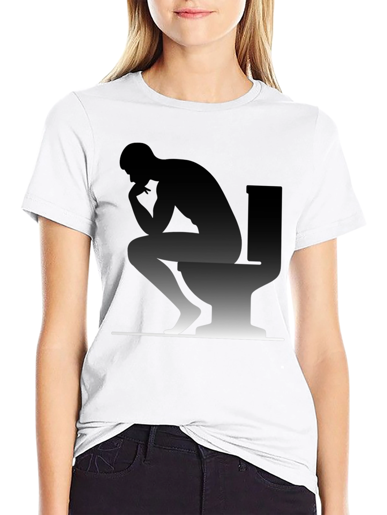 Thinking Man on Toilet Graphic T-Shirt