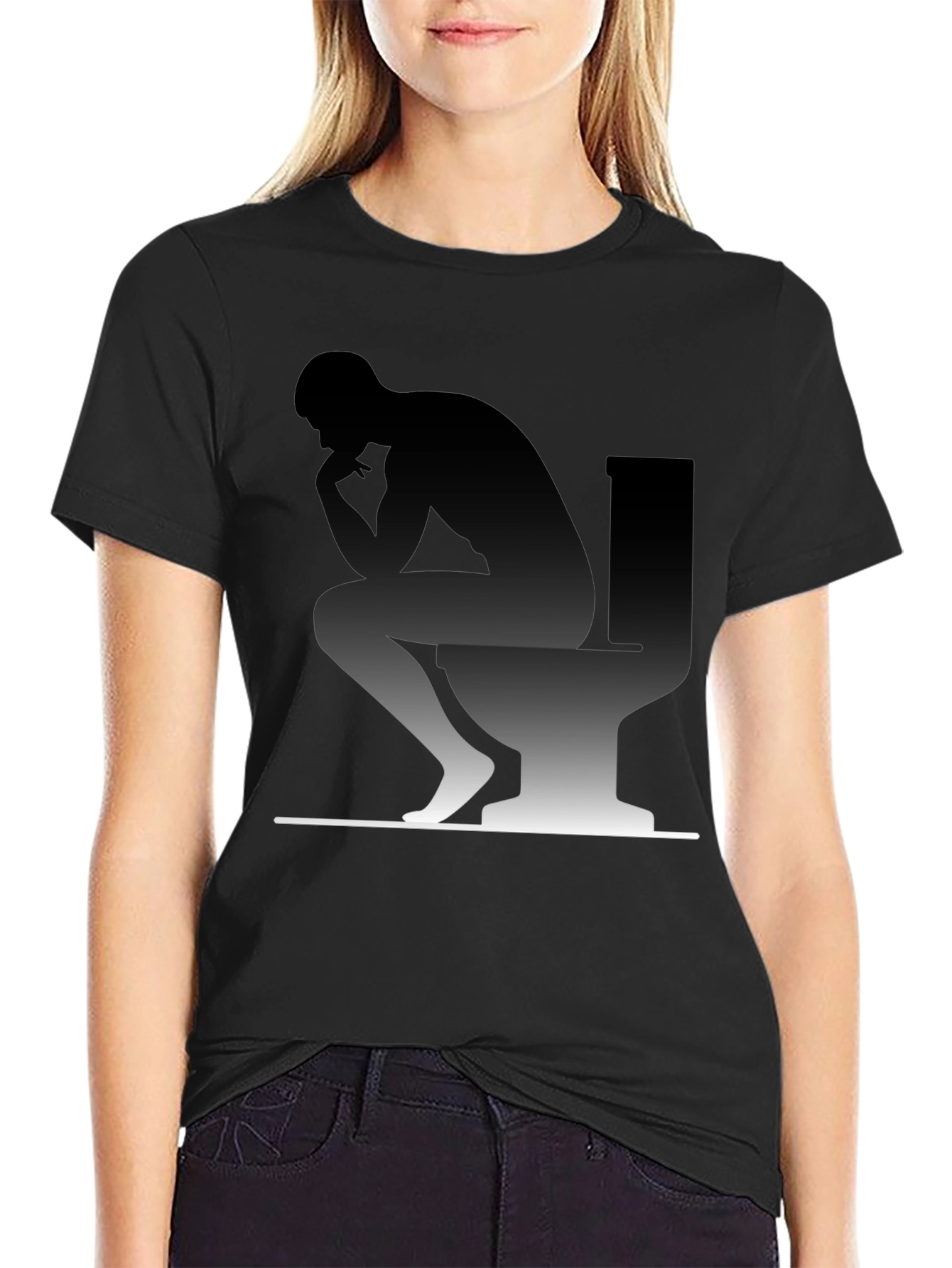 Thinking Man on Toilet Graphic T-Shirt