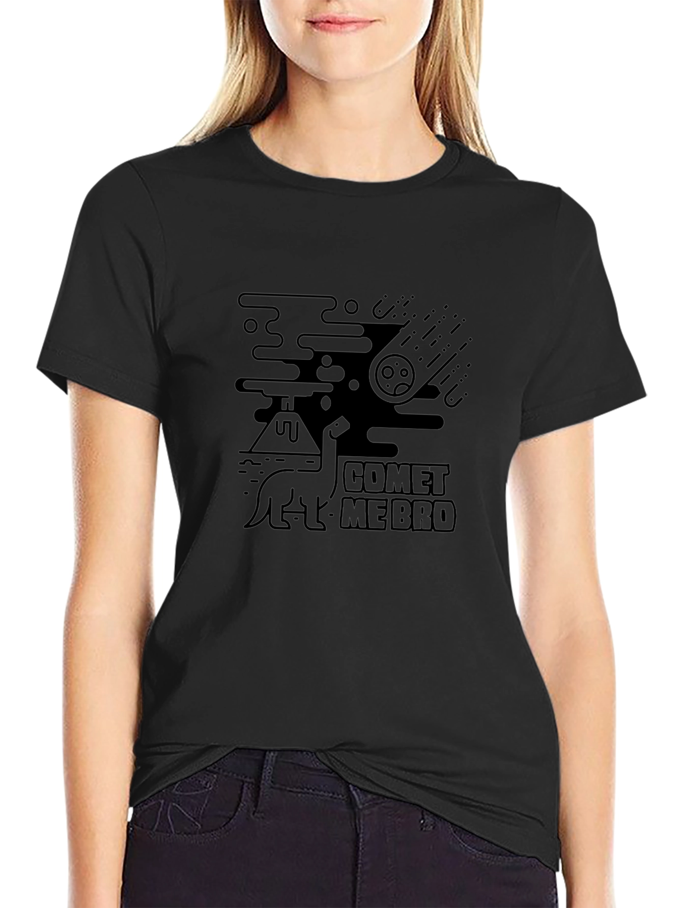 Comet Me Bro Black Graphic T-Shirt