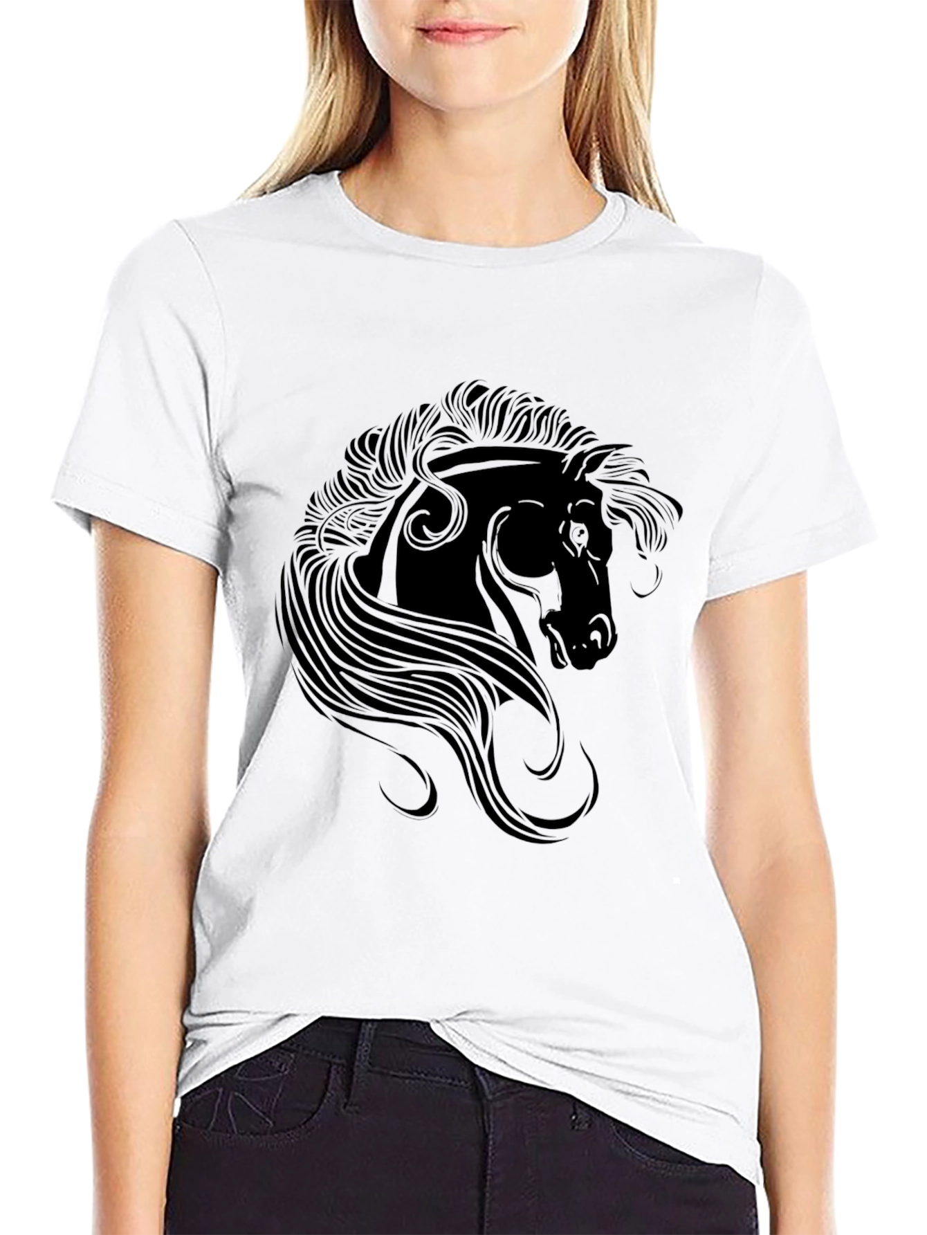 Black Horse Graphic Tee - Stylish Mens T-Shirt