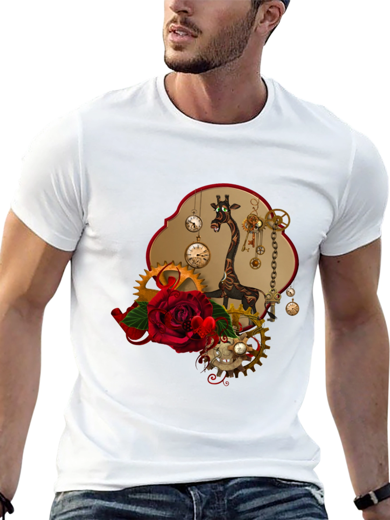 Steampunk Giraffe Rose T-Shirt