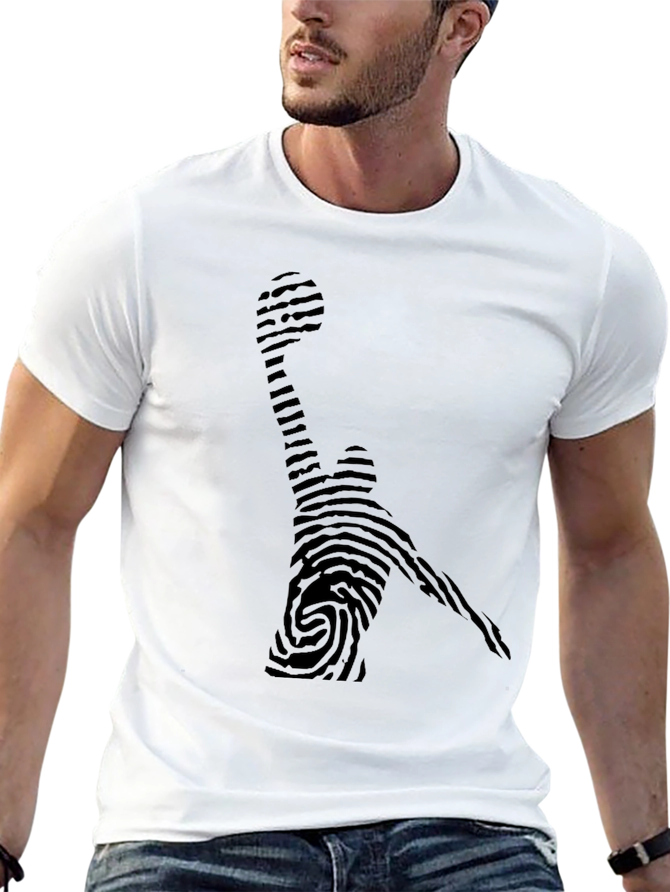 Fingerprint Basketball Player Black Tee