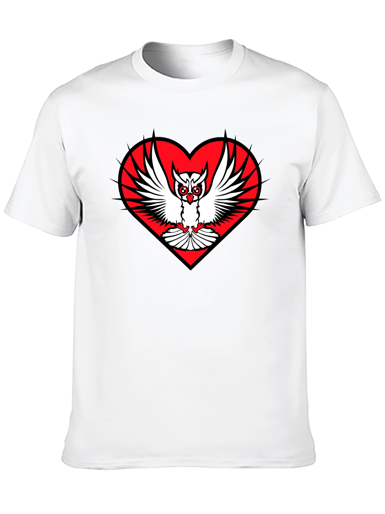 Owl Heart Graphic Tee - Unique Black T-Shirt