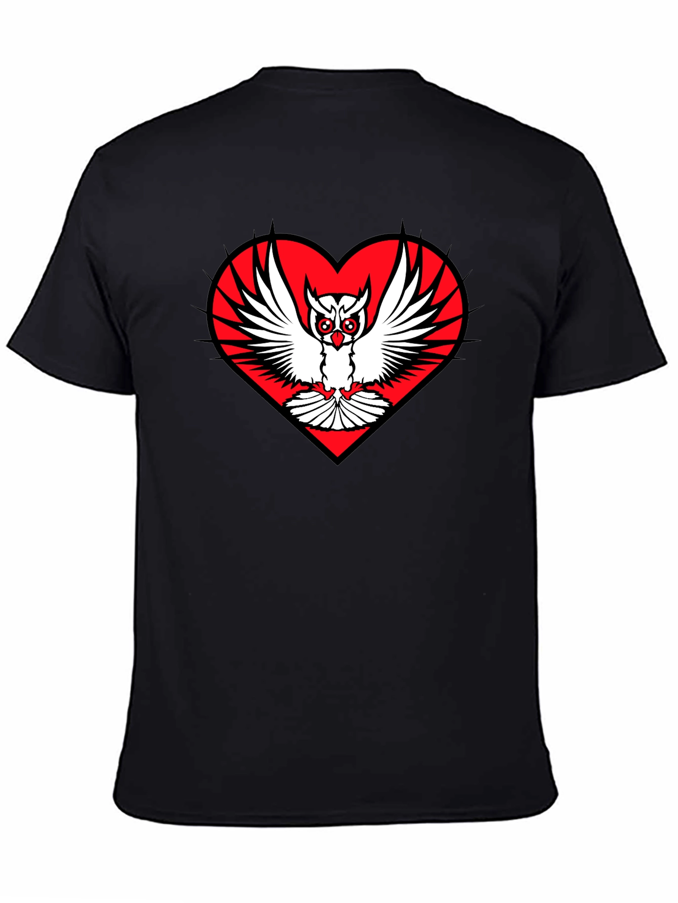 Owl Heart Graphic Tee - Unique Black T-Shirt