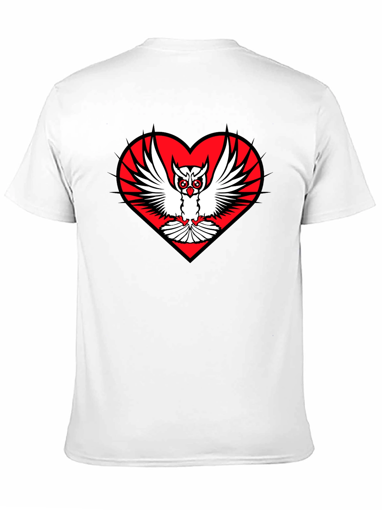 Owl Heart Graphic Tee - Unique Black T-Shirt
