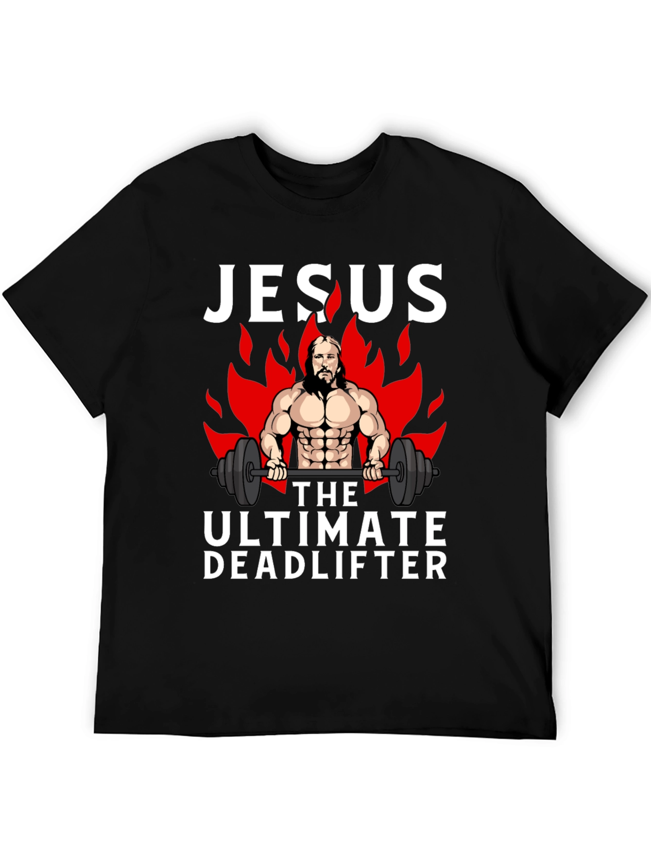 Jesus The Ultimate Deadlifter Black Graphic T-Shirt