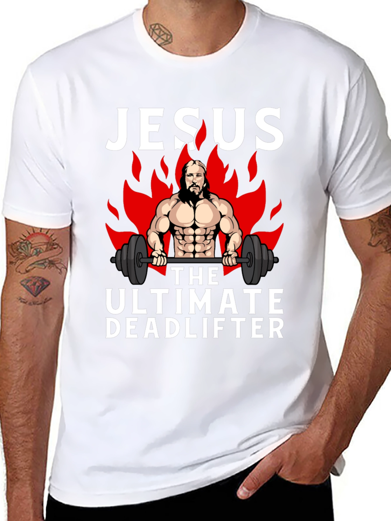Jesus The Ultimate Deadlifter Black Graphic T-Shirt