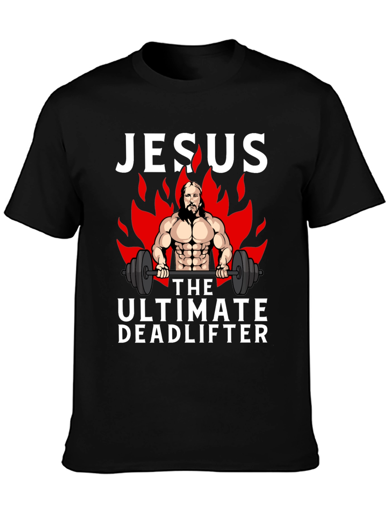Jesus The Ultimate Deadlifter Black Graphic T-Shirt