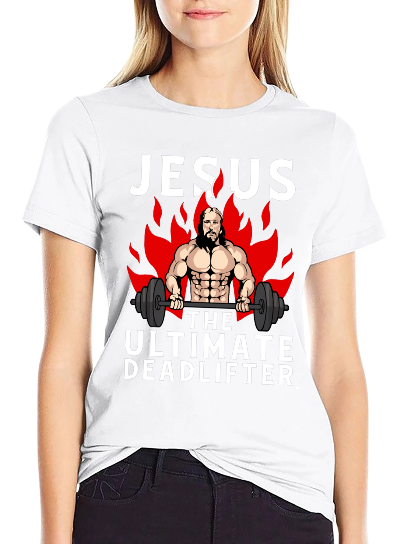 Jesus The Ultimate Deadlifter Black Graphic T-Shirt