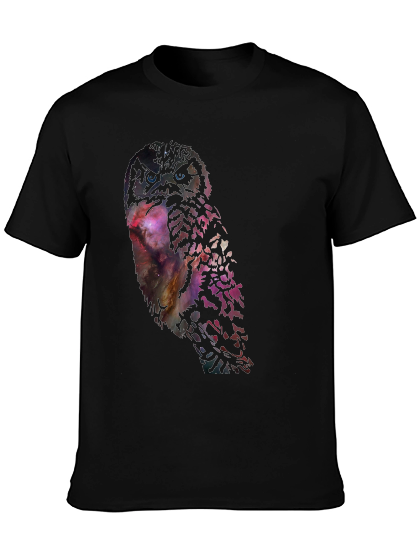 Galaxy Owl Print Black T-Shirt - Unisex
