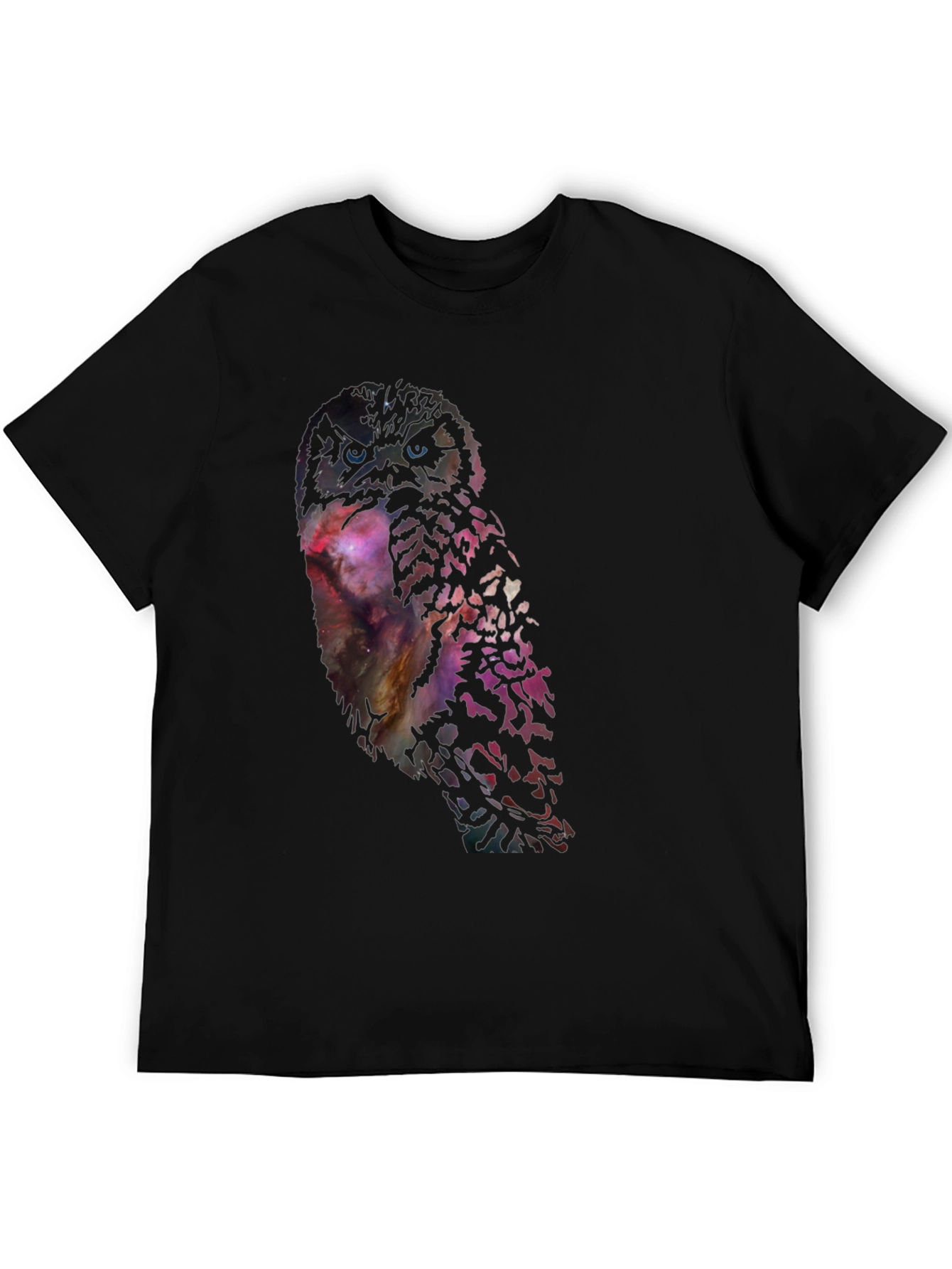 Galaxy Owl Print Black T-Shirt - Unisex