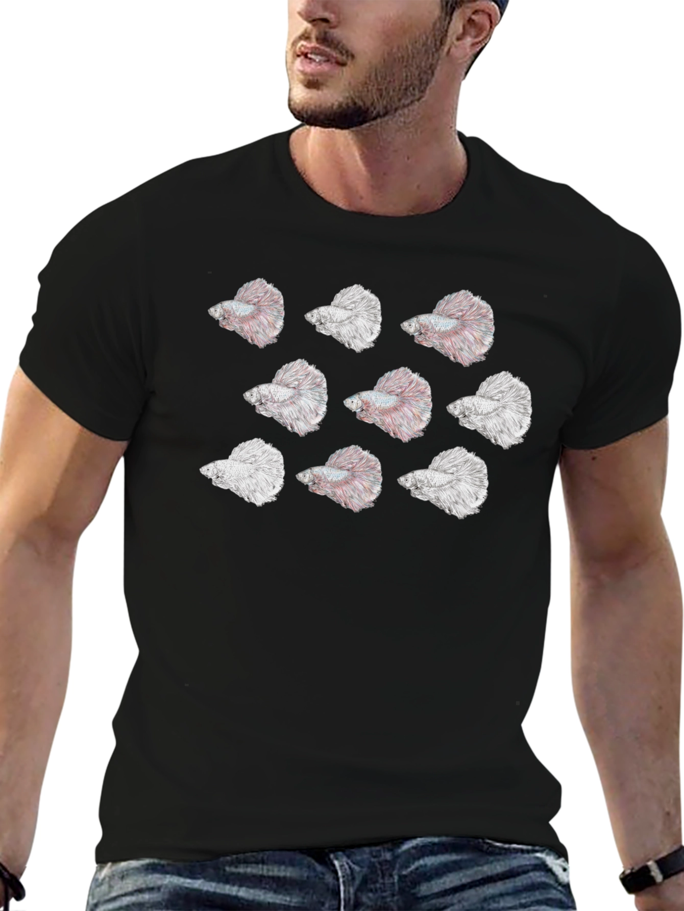 Betta Fish Pattern T-Shirt - Unique Graphic Tee