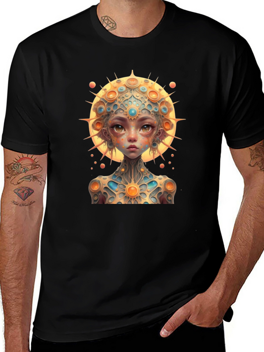 Unique Alien Design Black T-Shirt