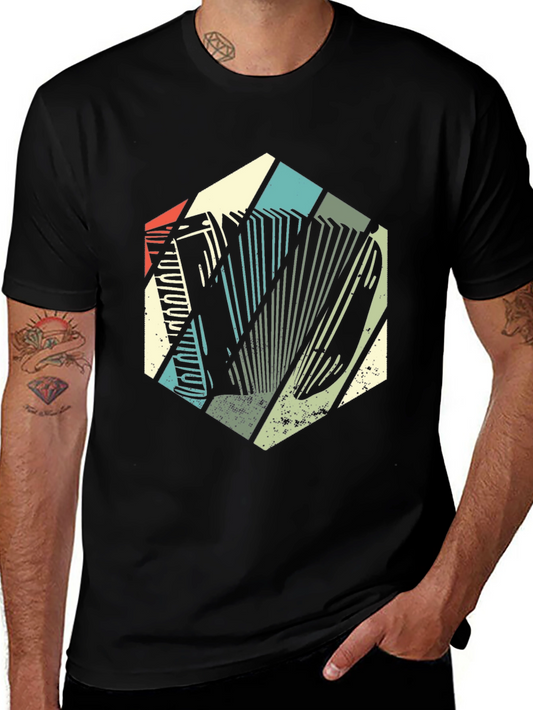 Retro Accordion Graphic Tee - Black T-Shirt