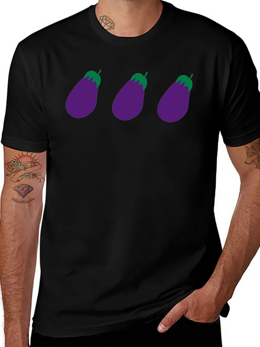 Eggplant Emoji Graphic Black T-Shirt