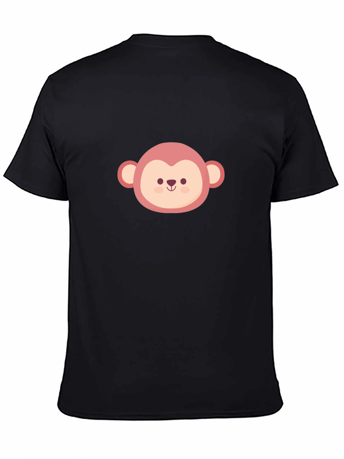 Cute Monkey Face Graphic Tee - Black Unisex T-Shirt
