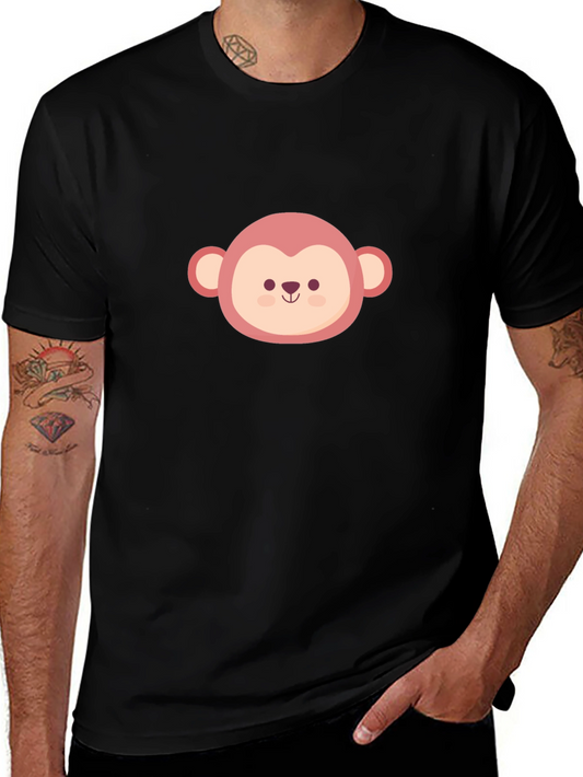 Cute Monkey Face Graphic Tee - Black Unisex T-Shirt