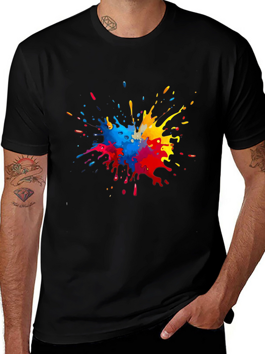 Colorful Paint Splatter Graphic T-Shirt