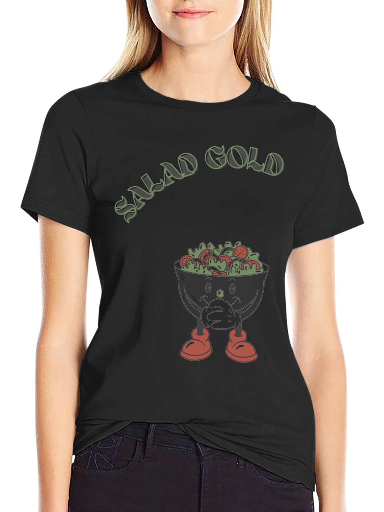Salad Gold Graphic T-Shirt Funny Food Tee