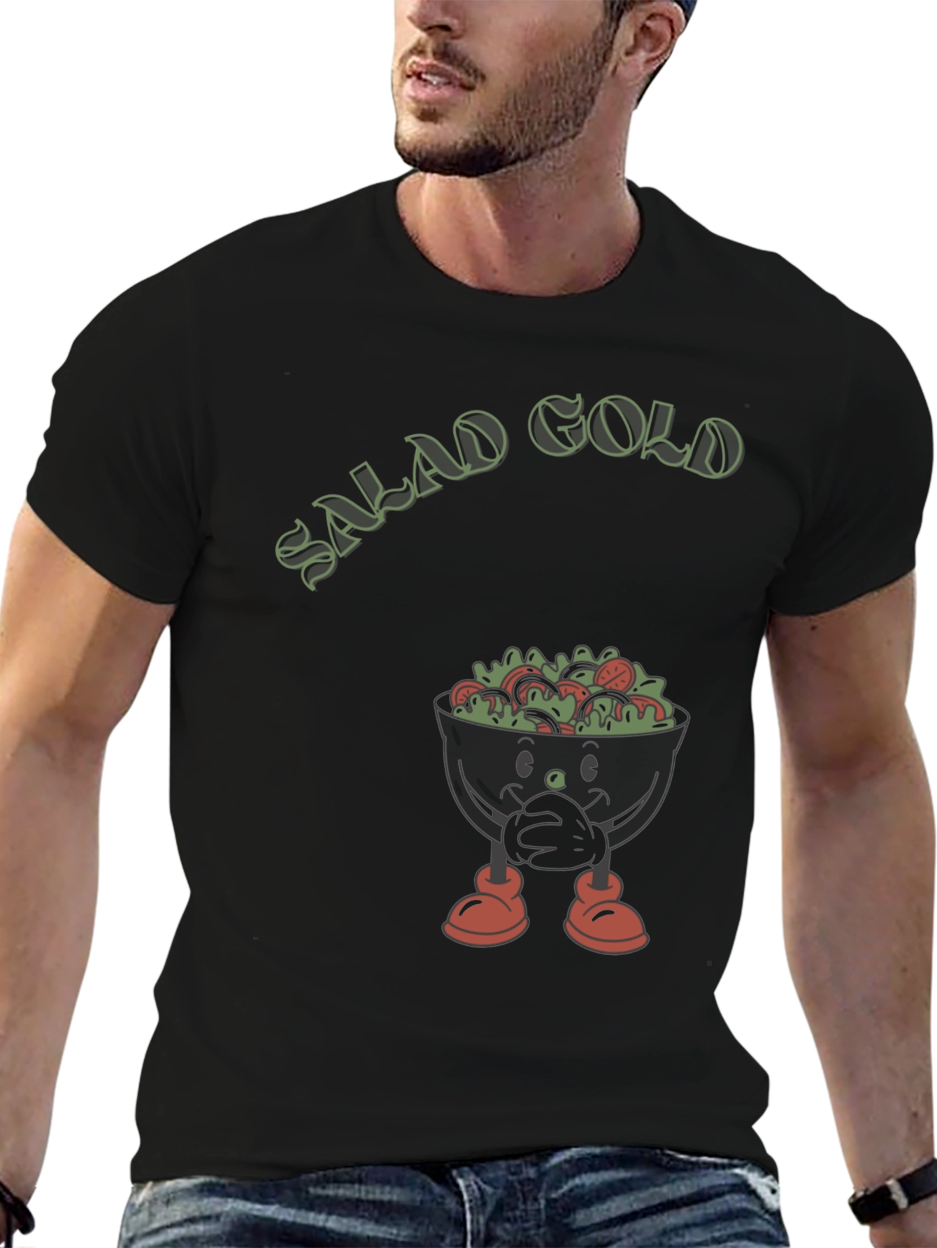 Salad Gold Graphic T-Shirt Funny Food Tee