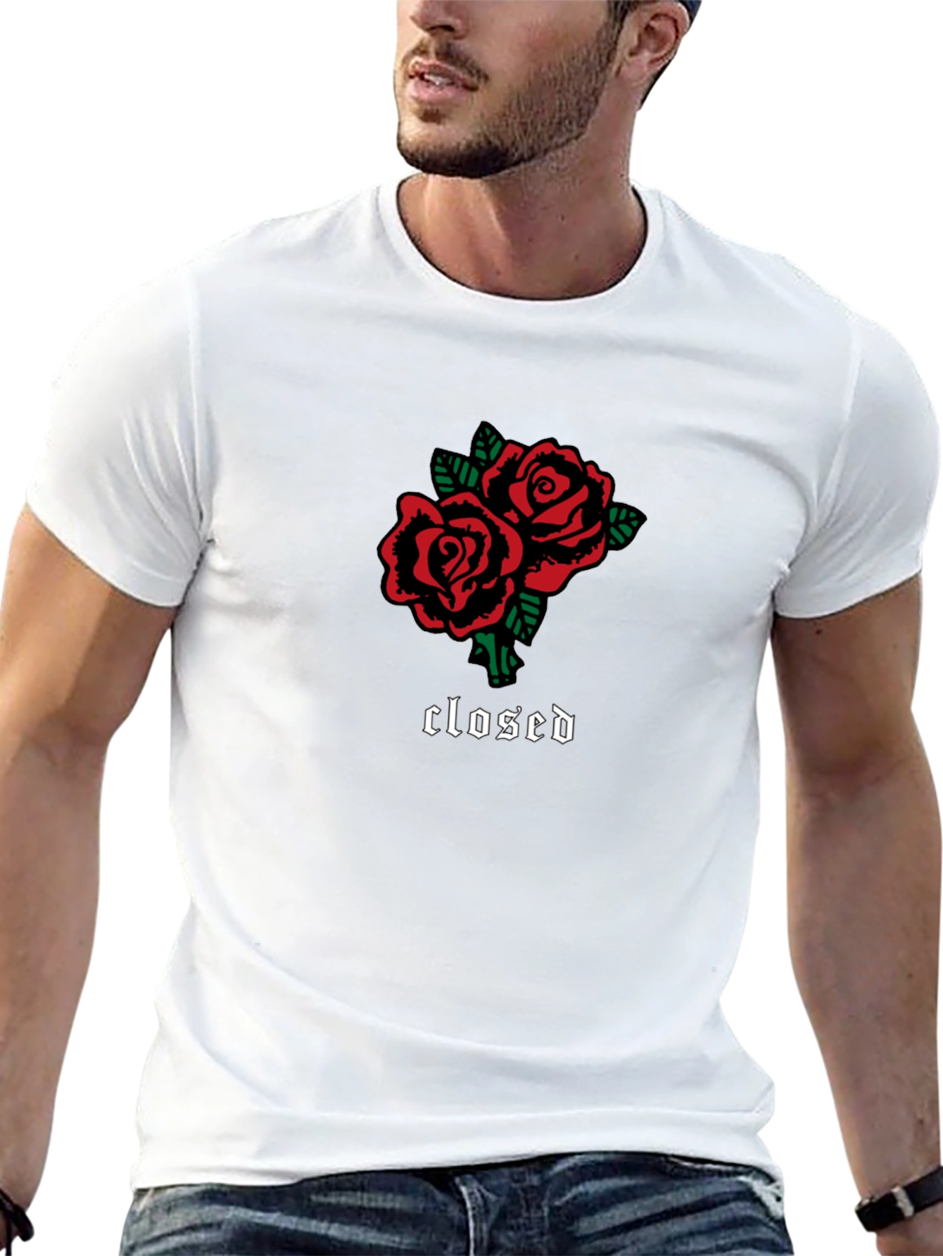 Roses Graphic Black T-Shirt - Closed Gothic Print