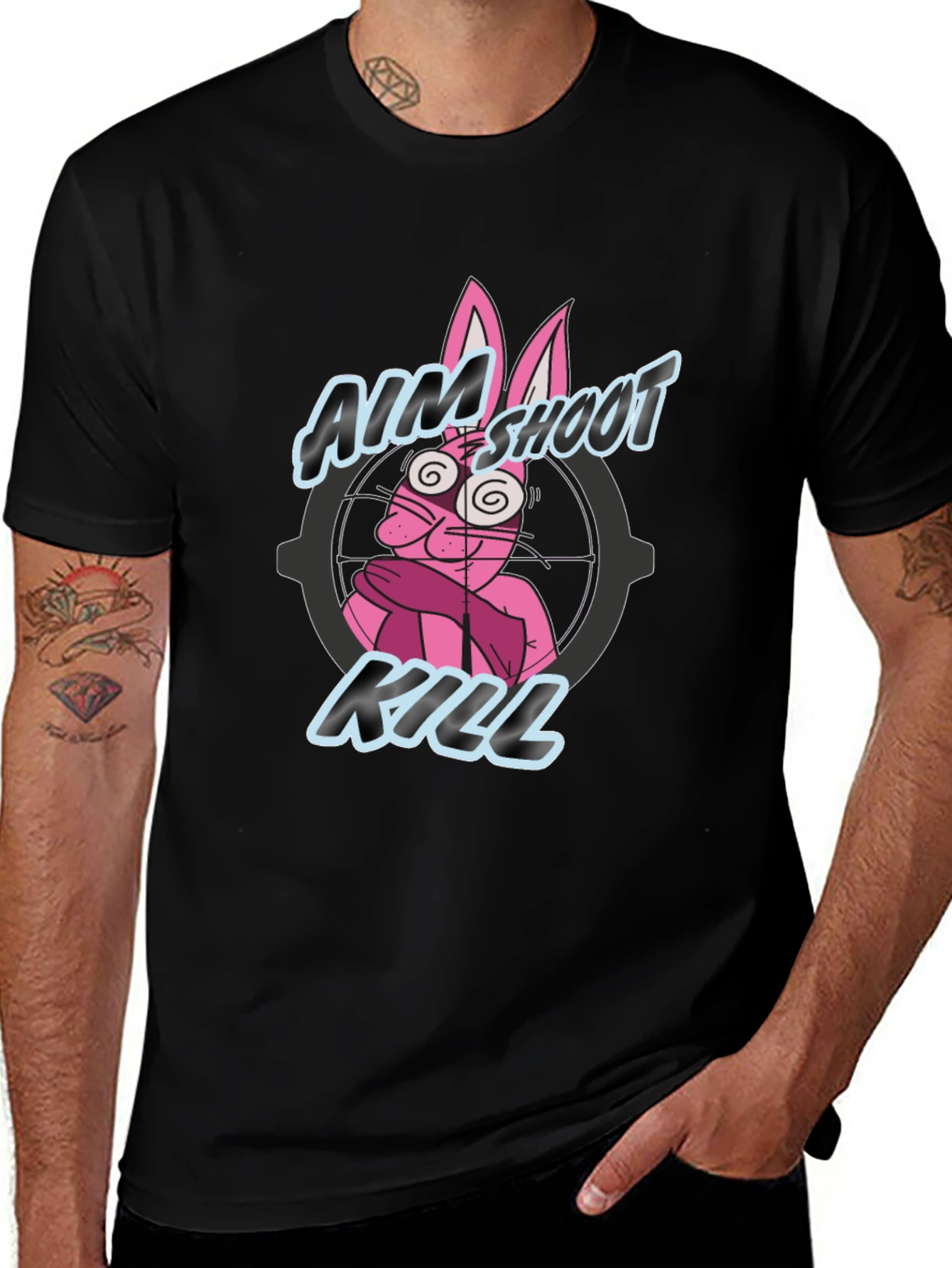 Aim Shoot Kill Rabbit Black T-Shirt