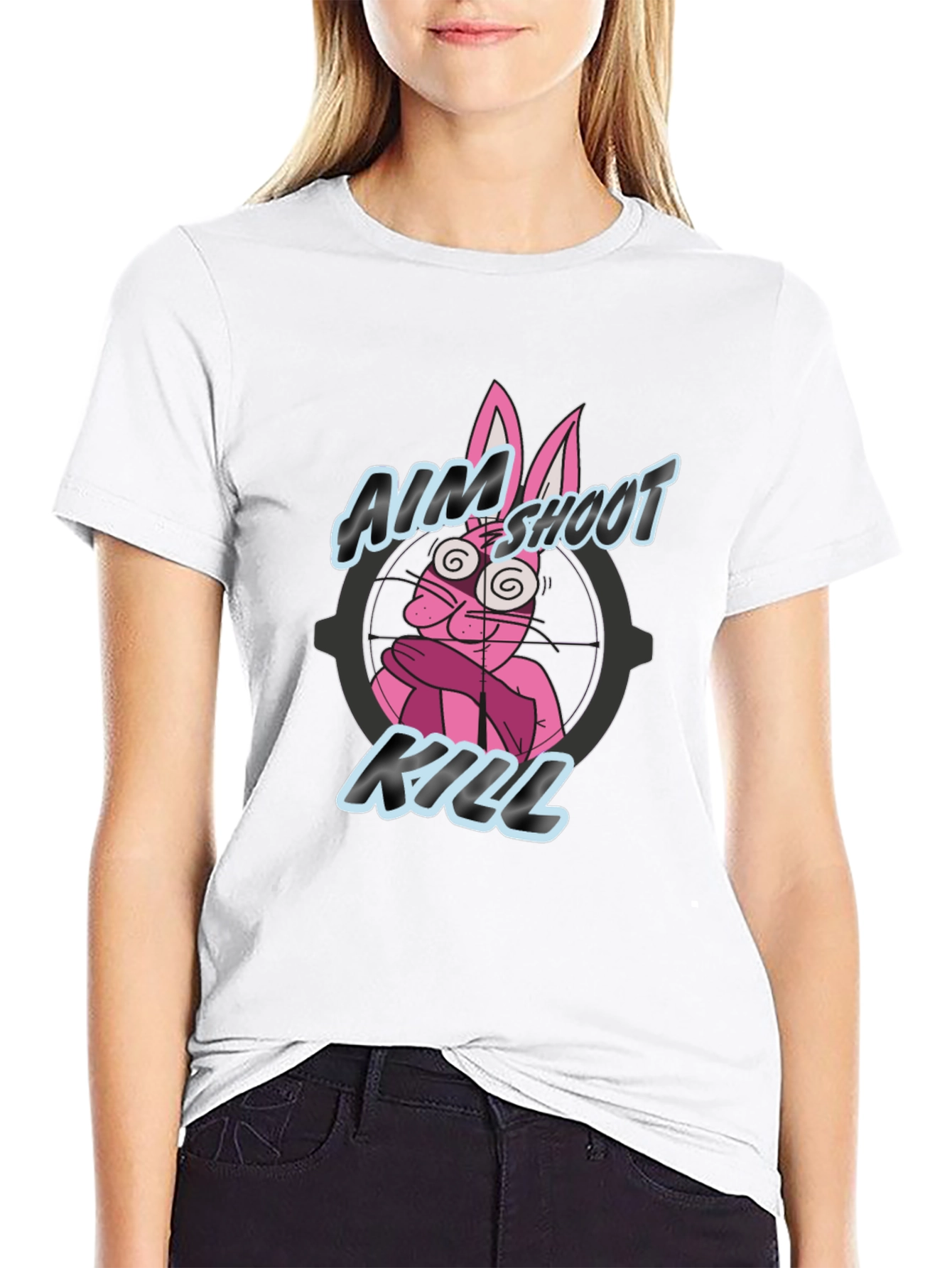 Aim Shoot Kill Rabbit Black T-Shirt