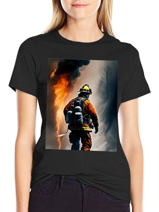 Firefighter Graphic T-Shirt - Black Cotton Tee