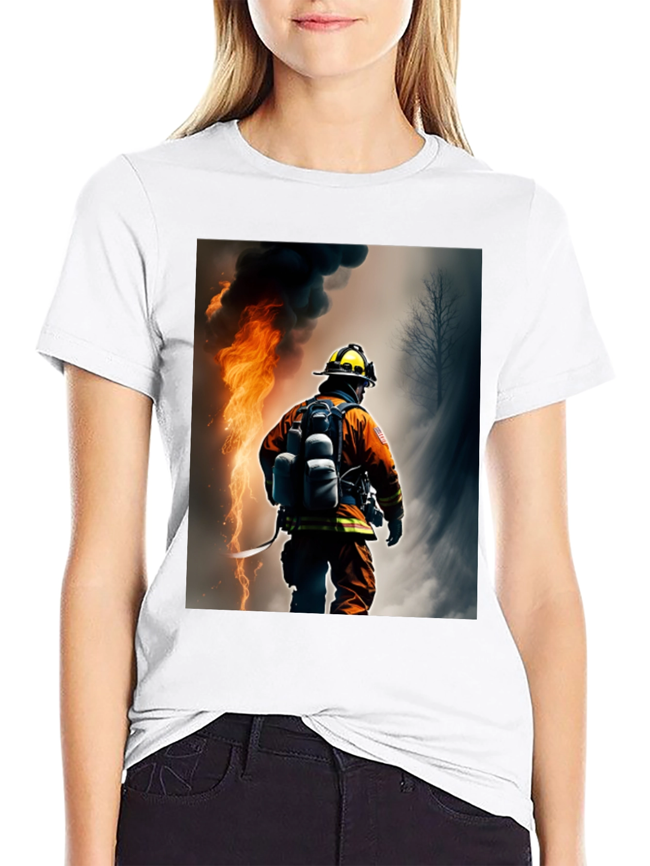 Firefighter Graphic T-Shirt - Black Cotton Tee