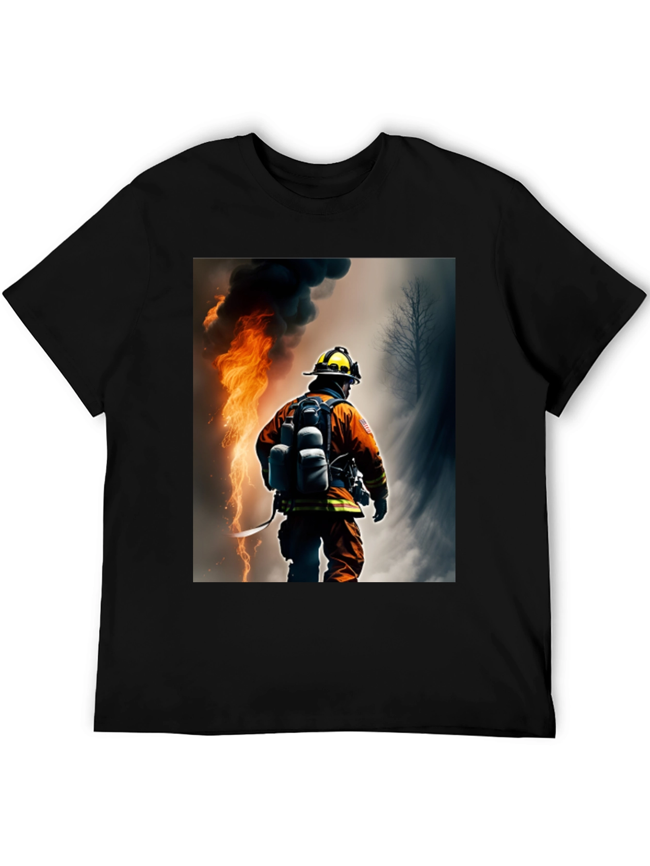 Firefighter Graphic T-Shirt - Black Cotton Tee